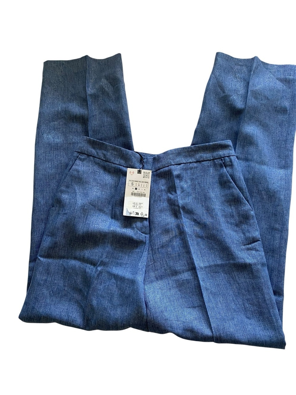 Zara Light Blue Denim Trousers - Picture 2 of 12